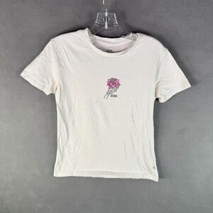 Vans Off The Wall Graphic T-Shirt Womens XS Skeleton Rose Grunge Retro Skate